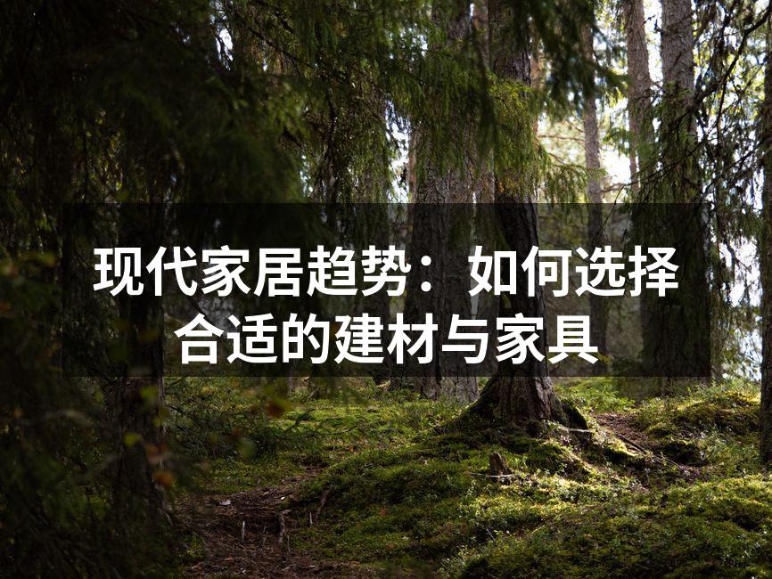现代家居趋势：如何选择合适的建材与家具