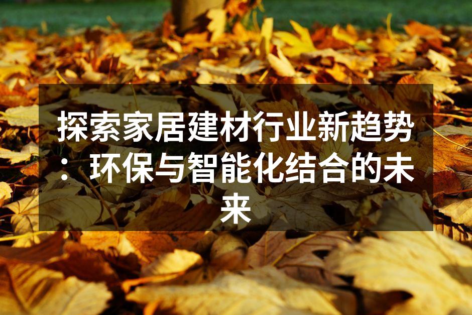 探索家居建材行业新趋势：环保与智能化结合的未来